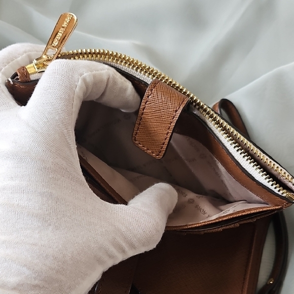 Michael Kors Beige and Brown Wristlet Clutch - Picture 6 of 12